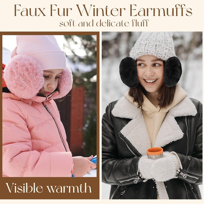 Lainlight Store Earmuffs for Women Winter Warm Foldable Ear Muffs Faux Fur Cute Fuzzy Ear Warmers for Girls Women - Image 5